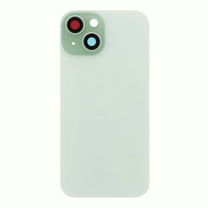 Glass Back For iPhone 15 Green Battery Door Camera Lens Bezel Magnetism Ring + Metal Plate Plain Without Logo