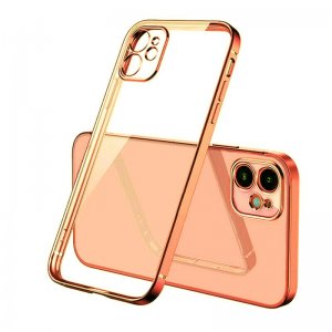 Case For iPhone 12 Mini Clear Silicone With Rose Gold Edge