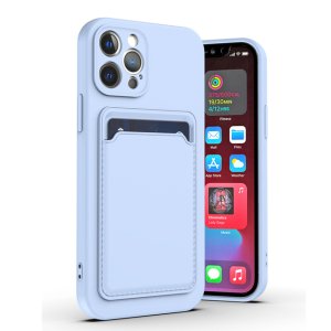 Case For iPhone 14 Pro Max 15 PM Silicone Card Holder Protection in Lavender