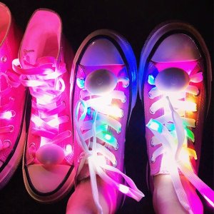 LED Shoe Laces Flash Light Up Colours Glow Flashing Shoelaces White