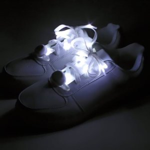 LED Shoe Laces Flash Light Up Cool White Glow Flashing Shoelaces White