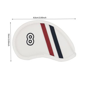 Golf Leather Headcovers Irons Set 9 Pcs Iron Head Covers in White With Stripes