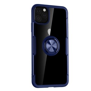 Case For iPhone 11 Blue Slim Clear Cover With Magnetic Ring Holder Stand