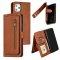 Flip Case For iPhone 13 Pro Wallet with Zip and Card Holder Brown