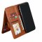 For iPhone 13 - Brown Flip Case Wallet with Zip and Card Holder