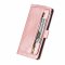 Flip Case For iPhone 13 Pro Wallet with Zip and Card Holder Pink