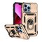 Case For iPhone 14 15 Gold Armoured With Ring Holder Stand Camera Shutter