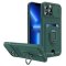 Case For iPhone 13 Green Multi Function with Magnetic Ring Holder Camera Shutter