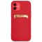 Case For iPhone 13 Pro Max With Silicone Card Holder Red