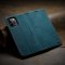 Flip Case For iPhone 13 Wallet Case in Teal Handmade Leather Magnetic Folio Flip
