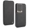 Leather Flip Case with Stand and Camera Protection For iPhone 15 Pro in Black