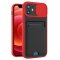 Case For iPhone 12 Pro in Red Ultra thin Case with Card slot Camera shutter