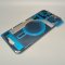 Glass Back For iPhone 14 Plus Blue Battery Door Camera Lens Bezel Magnetism Ring + Metal Plate Plain Without Logo