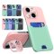 Case For iPhone 14 in Green Pink Card Holder Lens Protector Stand